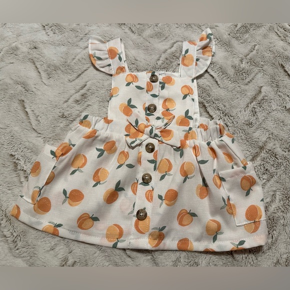 *BOGO* Nicole Miller Peach Print Toddler Kids Dress - Picture 1 of 5